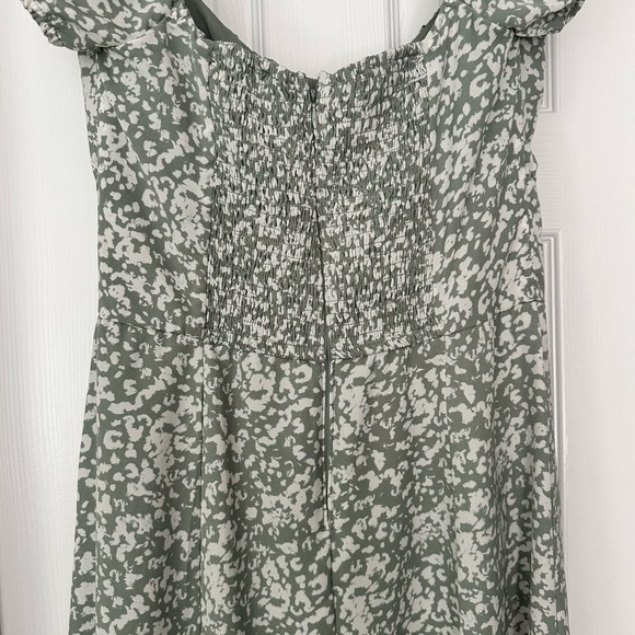 Abercrombie & Fitch Green Floral Midi Dress Feminine Coquette Milkmaid Size‎ MT - Picture 7 of 11
